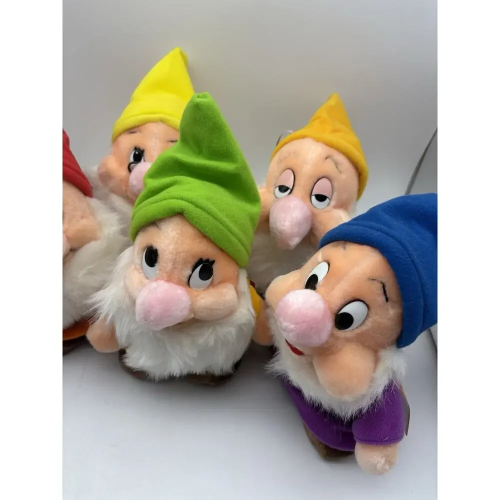 Set of 7 VTG Disneyland Walt Disney World Seven Dwarfs Plush Set 7” All w/ tags